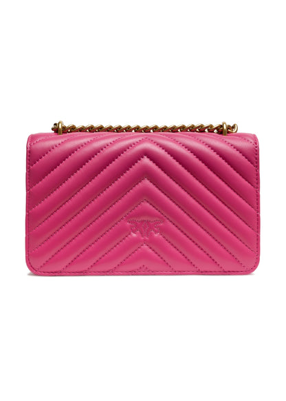 PINKO Pink Leather Love One Mini Shoulder Bag