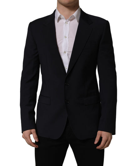 Dolce & Gabbana Dark Blue Wool Single Breasted Men Blazer Jacket