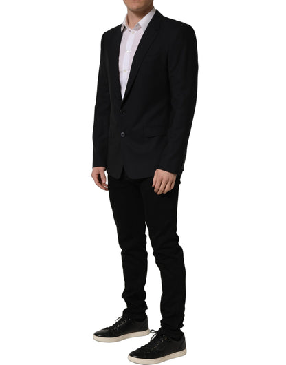 Dolce & Gabbana Dark Blue Wool Single Breasted Blazer Jacket
