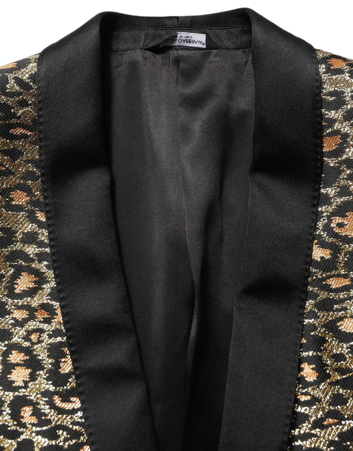 Dolce & Gabbana Gold Leopard Einreihige Herrenmanteljacke
