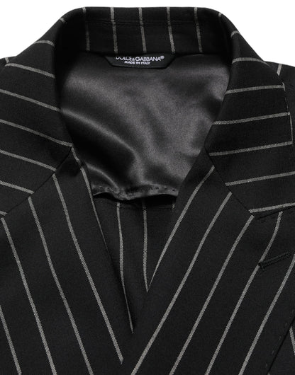 Dolce & Gabbana Dark Gray Stripes Wool Double Breasted Jacket