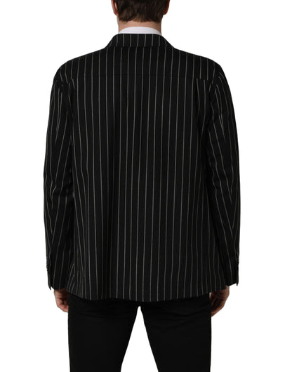 Dolce & Gabbana Dark Gray Stripes Wool Double Breasted Jacket