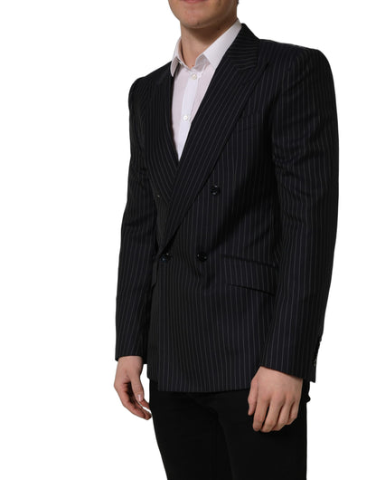 Dolce & Gabbana Dark Gray Stripes Wool Double Breasted Jacket