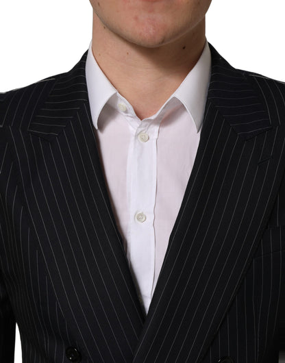 Dolce & Gabbana Dark Gray Stripes Wool Double Breasted Jacket
