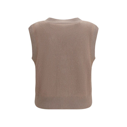 Brunello Cucinelli Beige Cashmere Sleeveles Sweater