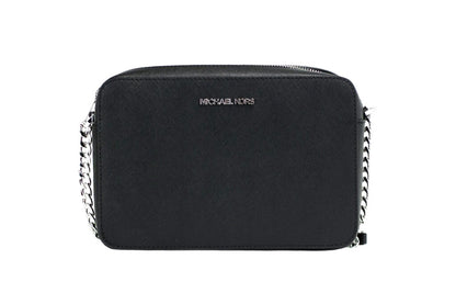 Michael Kors Jet Set Large East West Black Saffiano Leather Crossbody Handbag