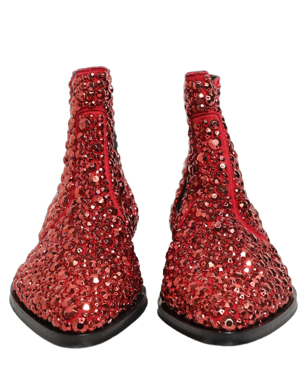 Dolce & Gabbana Rote verzierte Chelsea Ankle Boots Schuhe