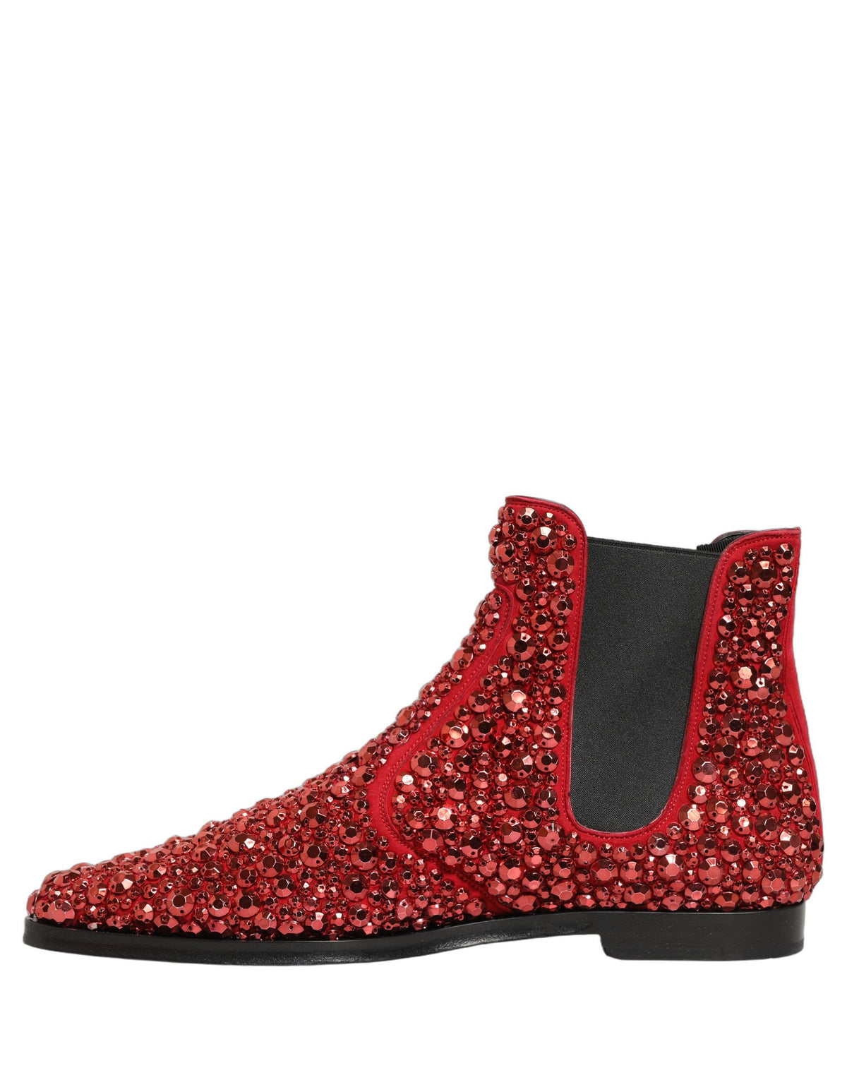 Dolce & Gabbana Rote verzierte Chelsea Ankle Boots Schuhe