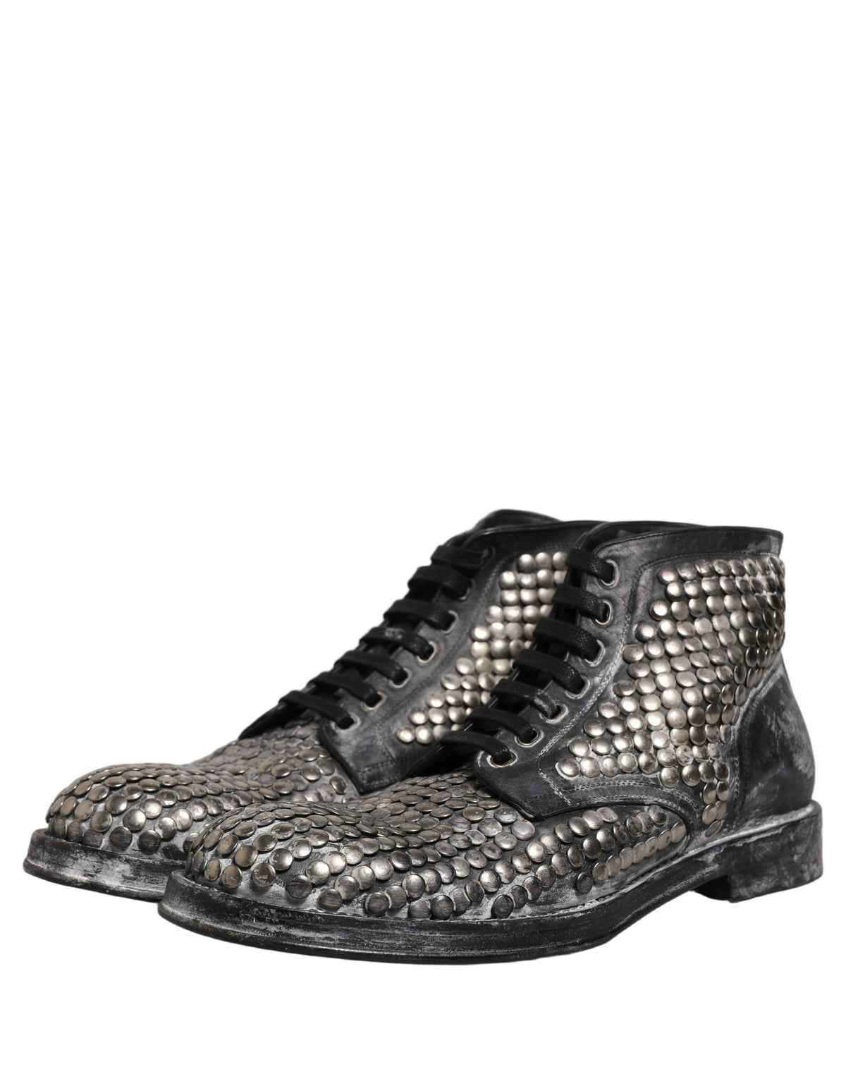 Dolce & Gabbana Schwarze Leder Stiefel mit Nieten