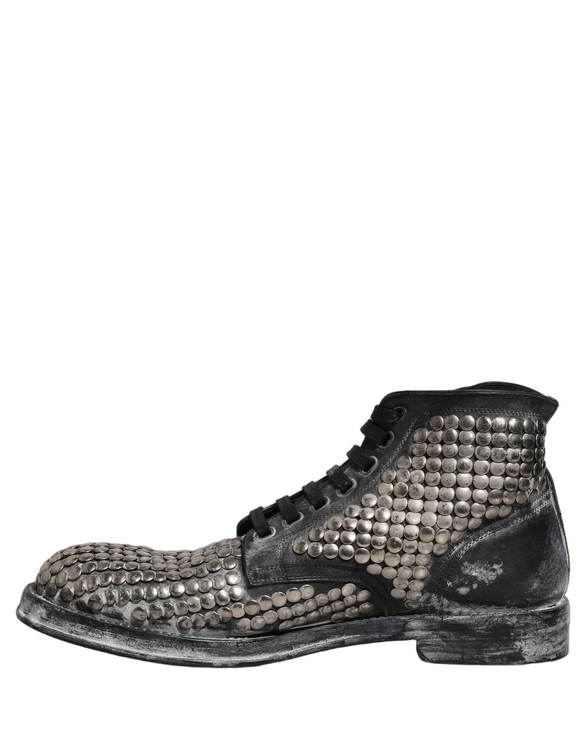 Dolce & Gabbana Schwarze Leder Stiefel mit Nieten