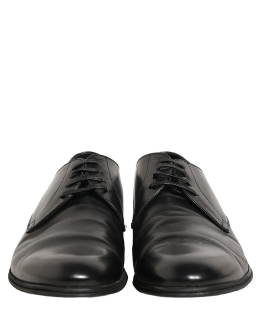 Dolce & Gabbana Black Leather Men Derby Dress Formal Shoes