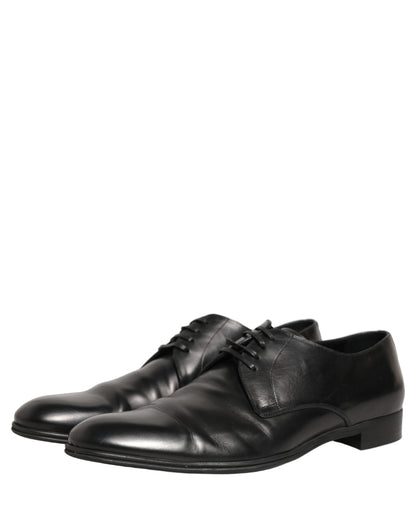 Dolce & Gabbana Black Leather Men Derby Dress Formal Shoes