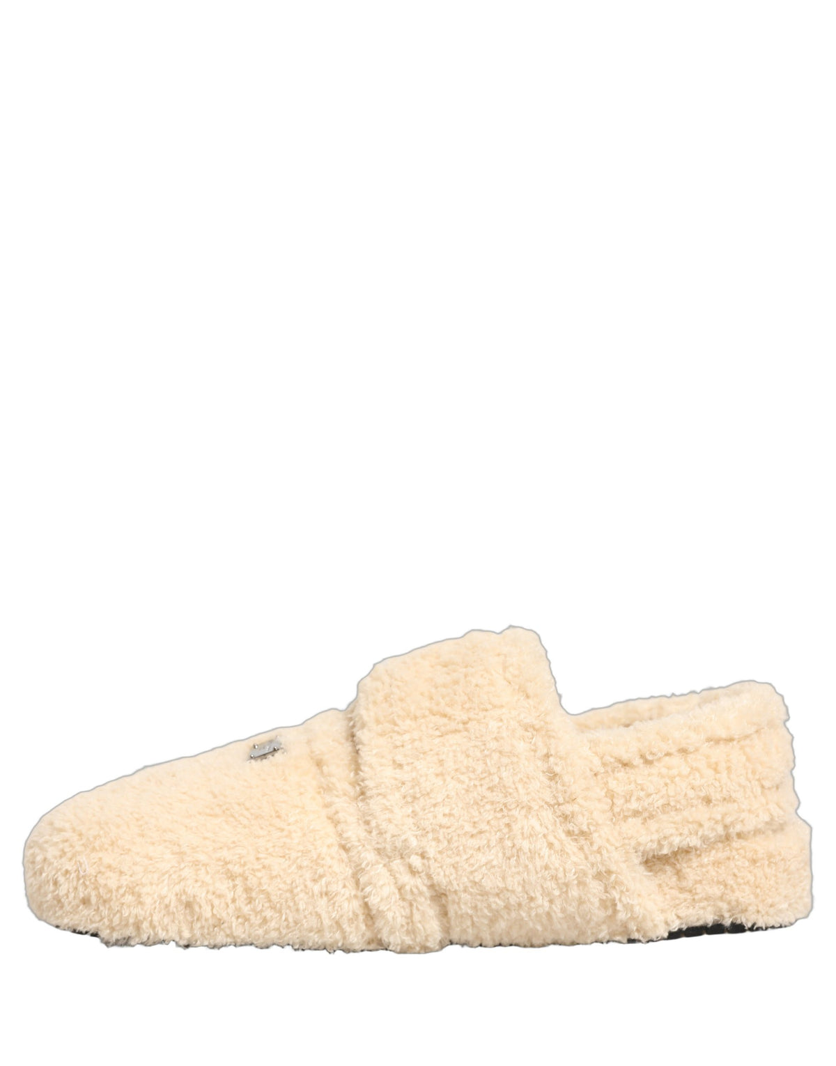 Dolce & Gabbana Beige Kunstfell Flats Herren Slides Sandalen Schuhe