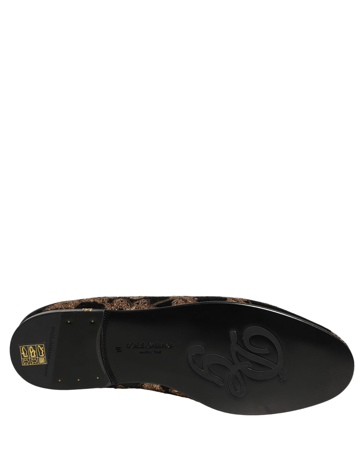 Dolce & Gabbana Schwarze Blumen-Jacquard-Kleid Loafer Schuhe