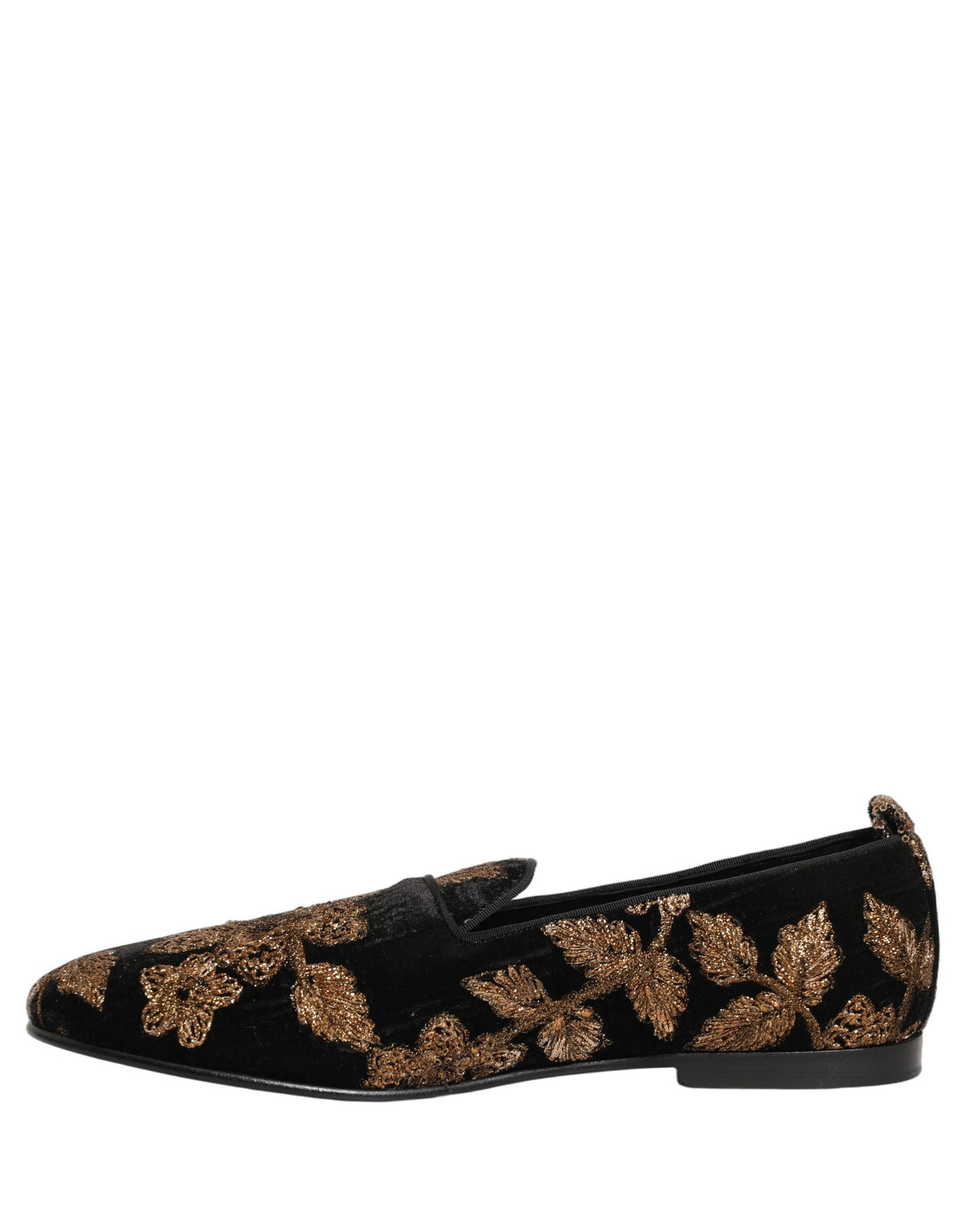 Dolce & Gabbana Schwarze Blumen-Jacquard-Kleid Loafer Schuhe