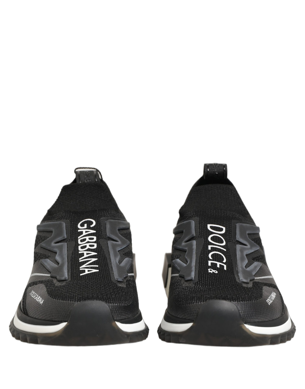 Dolce & Gabbana Schwarz-Weiße Sorrento Slip-On Logo Sneaker Schuhe