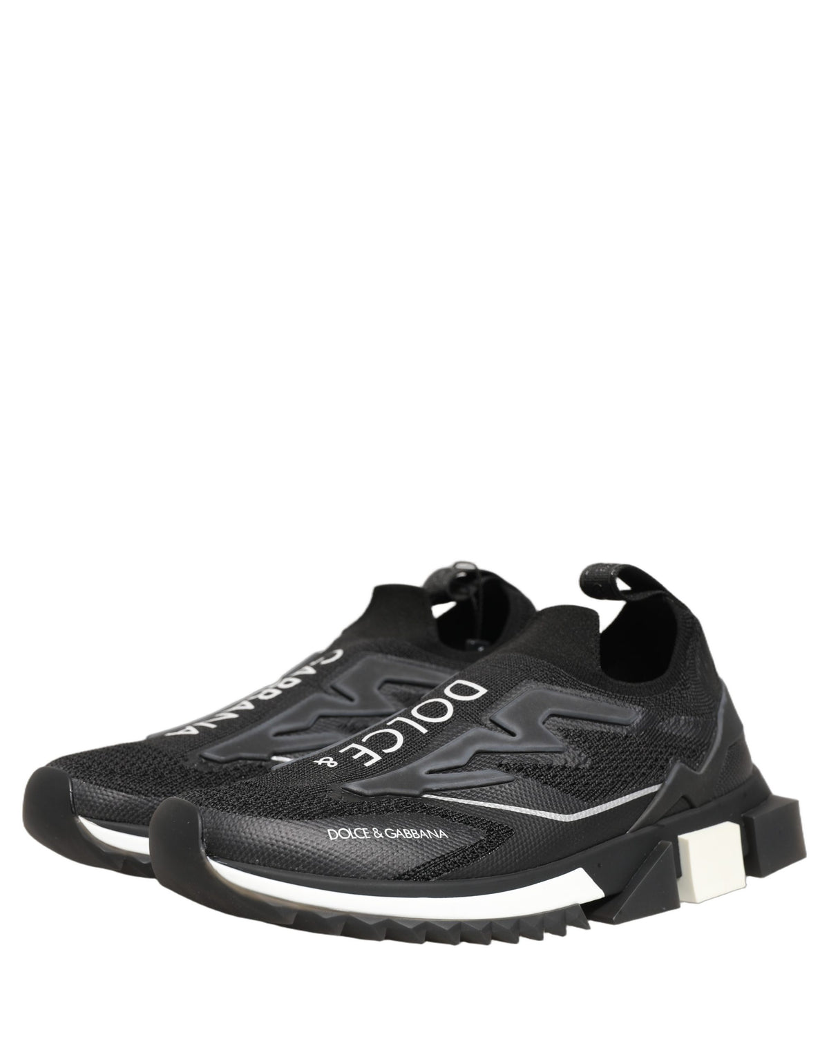 Dolce & Gabbana Schwarz-Weiße Sorrento Slip-On Logo Sneaker Schuhe