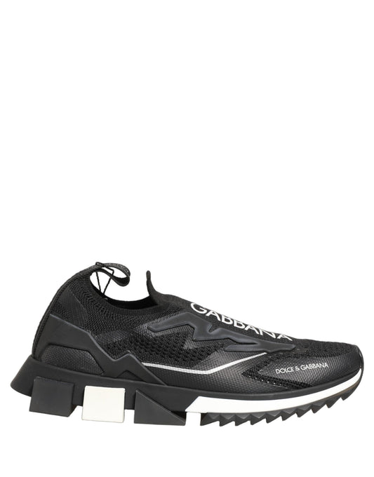 Dolce & Gabbana Black White Sorrento Slip-On Logo Sneakers Shoes