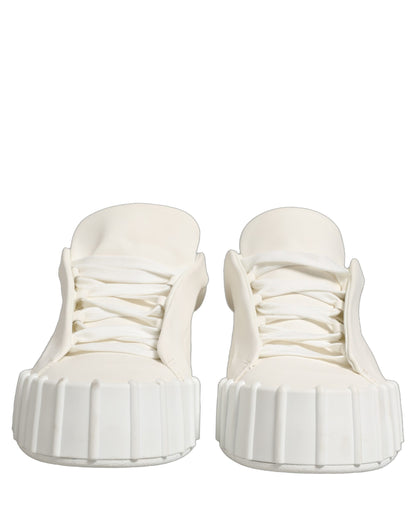 Dolce & Gabbana White Leather Low Top Lace Up Sneakers Shoes