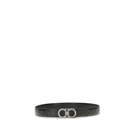 Ferragamo Black Calf Leather Bos Taurus Regular Belt