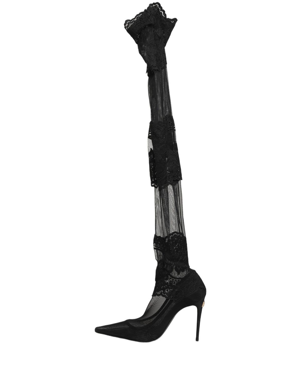 Dolce & Gabbana Schwarze Overknee-Sockenpumps Stiefel Schuhe