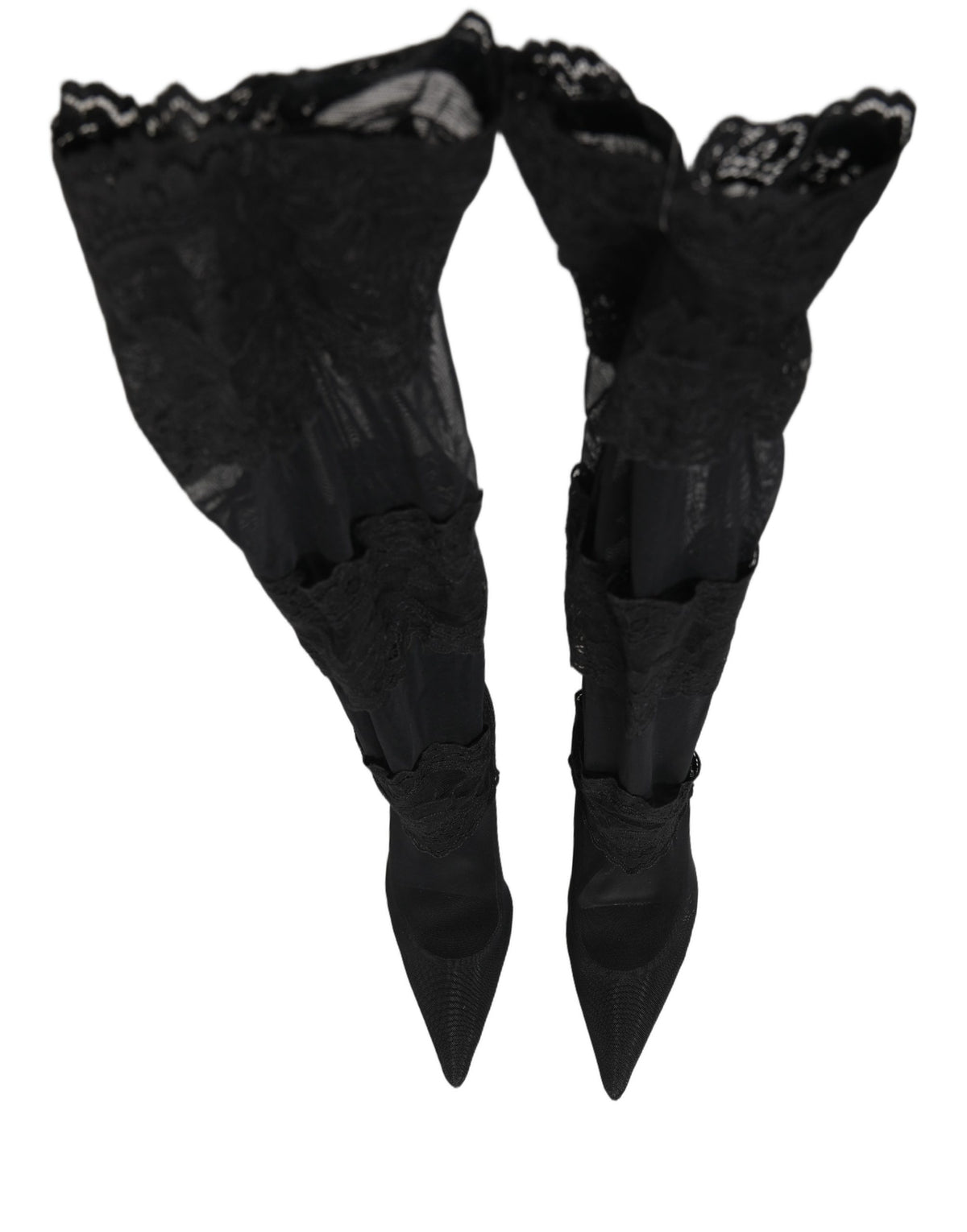 Dolce & Gabbana Schwarze Overknee-Sockenpumps Stiefel Schuhe