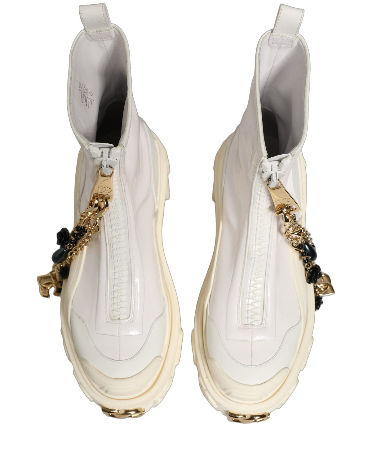Dolce & Gabbana Weiße Leder Stiefel mit Gummi-Logo