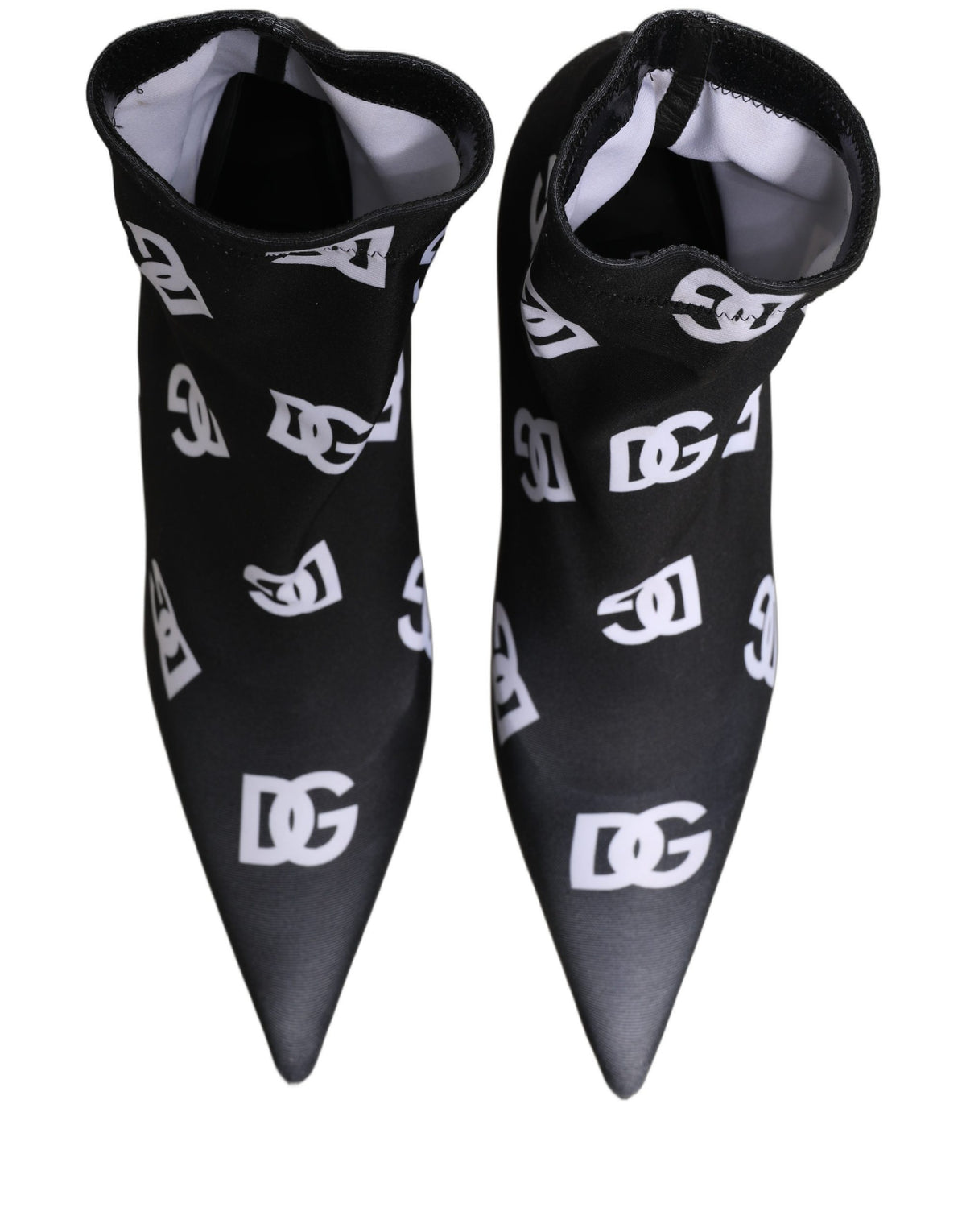 Dolce & Gabbana Schwarze Logo Stretch-Heels Stiefeletten Schuhe