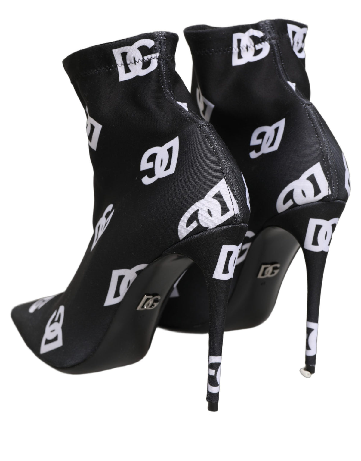 Dolce & Gabbana Schwarze Logo Stretch-Heels Stiefeletten Schuhe