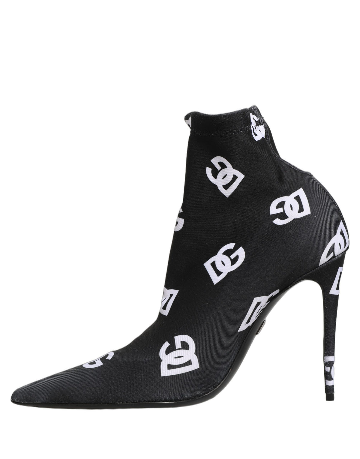 Dolce & Gabbana Schwarze Logo Stretch-Heels Stiefeletten Schuhe