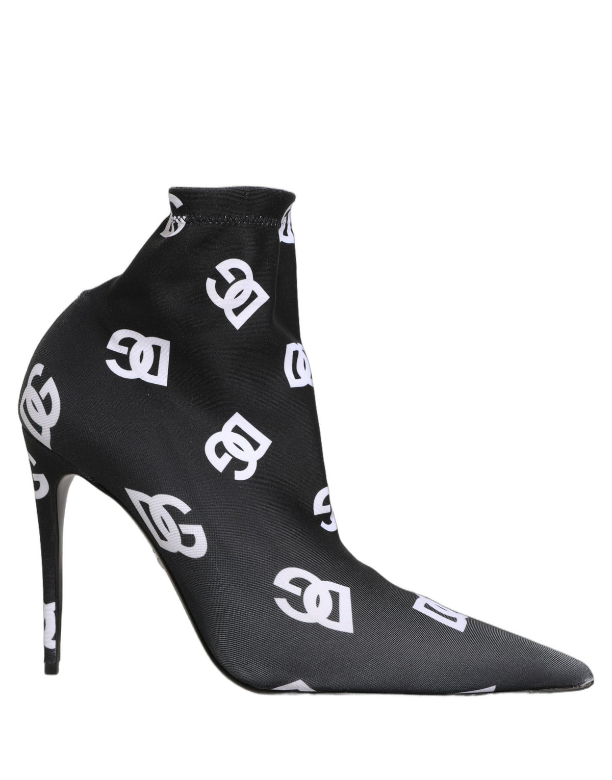 Dolce & Gabbana Schwarze Logo Stretch-Heels Stiefeletten Schuhe