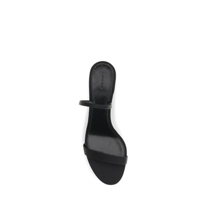 The Row Black Calf Leather Bos Taurus Strap-On Sandals
