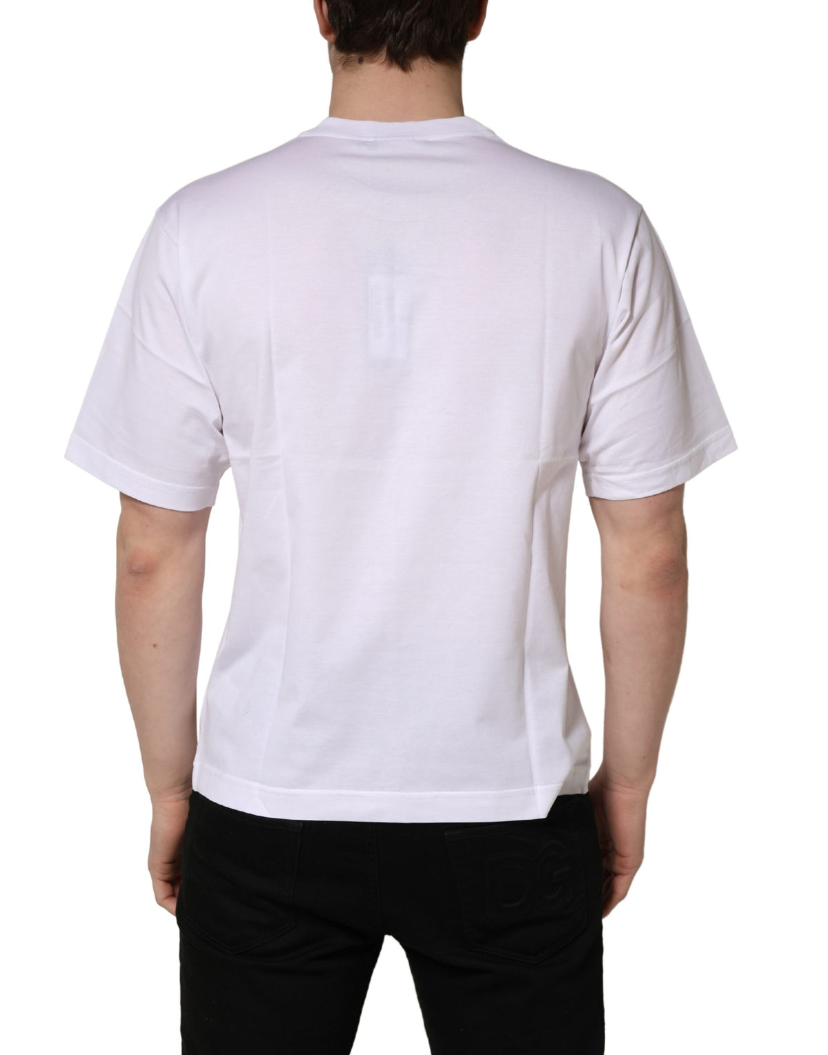 Dolce & Gabbana DG Logo T-Shirt aus Baumwolle mit weißen Metalleinsätzen und kurzen Ärmeln