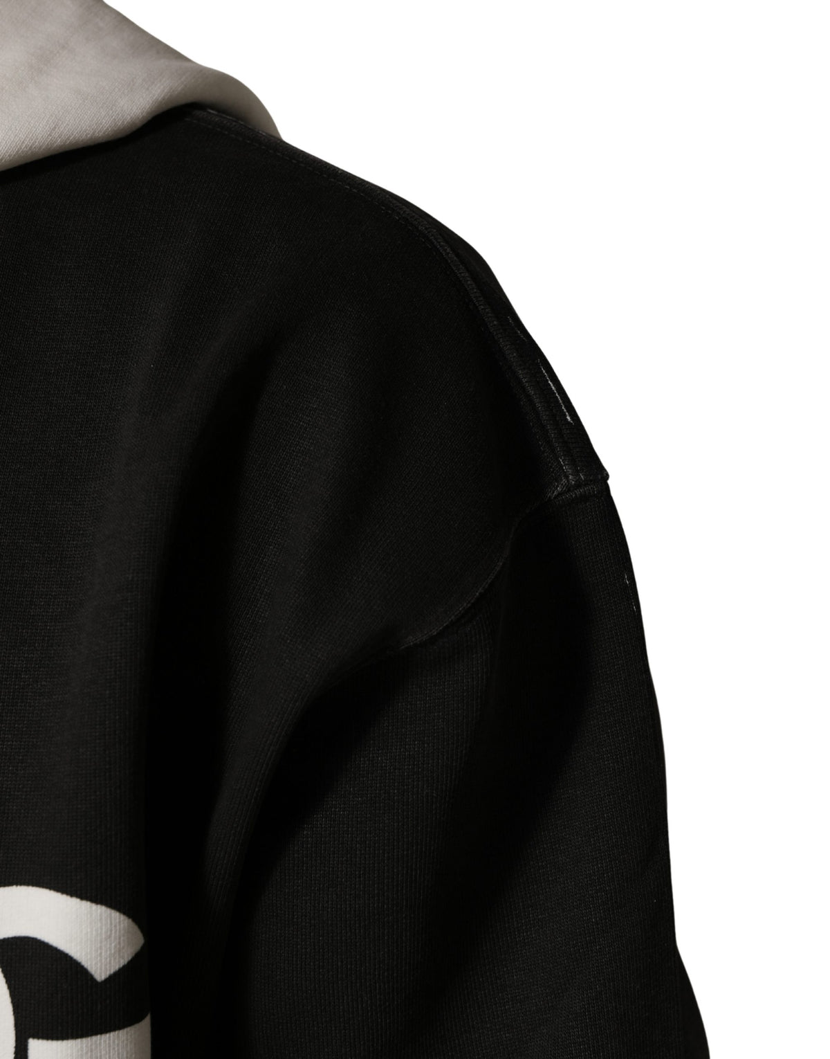 Dolce & Gabbana Schwarzer Kapuzenpullover aus Baumwolle mit Logo und durchgehendem Reißverschluss