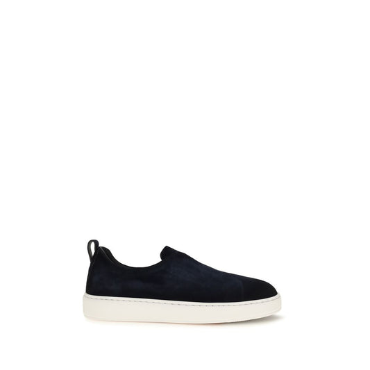 Santoni Blue Calf Leather Bos Taurus Sneakers