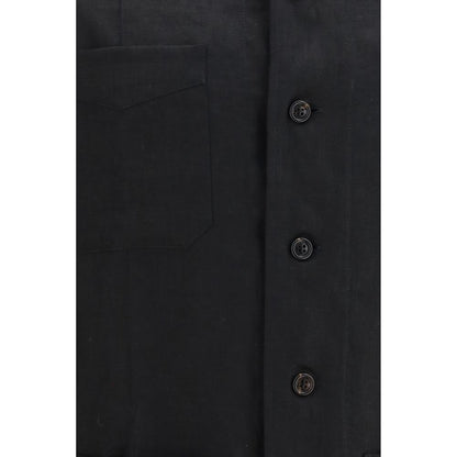 Brunello Cucinelli Black Linen Denim Jacket