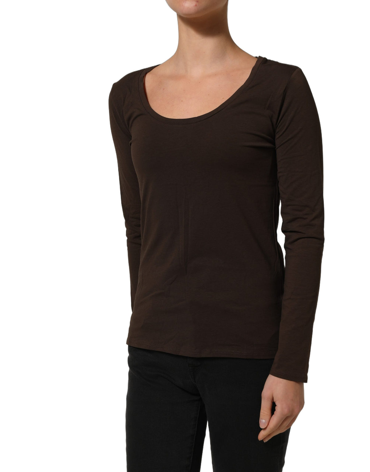 Alpha Massimo Rebecchi Braunes Langarmshirt mit Rundhalsausschnitt