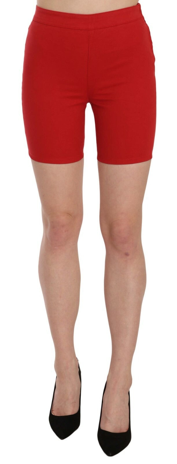 PINKO Rote Mid Waist Baumwoll-Stretch Slim Mini-Shorts