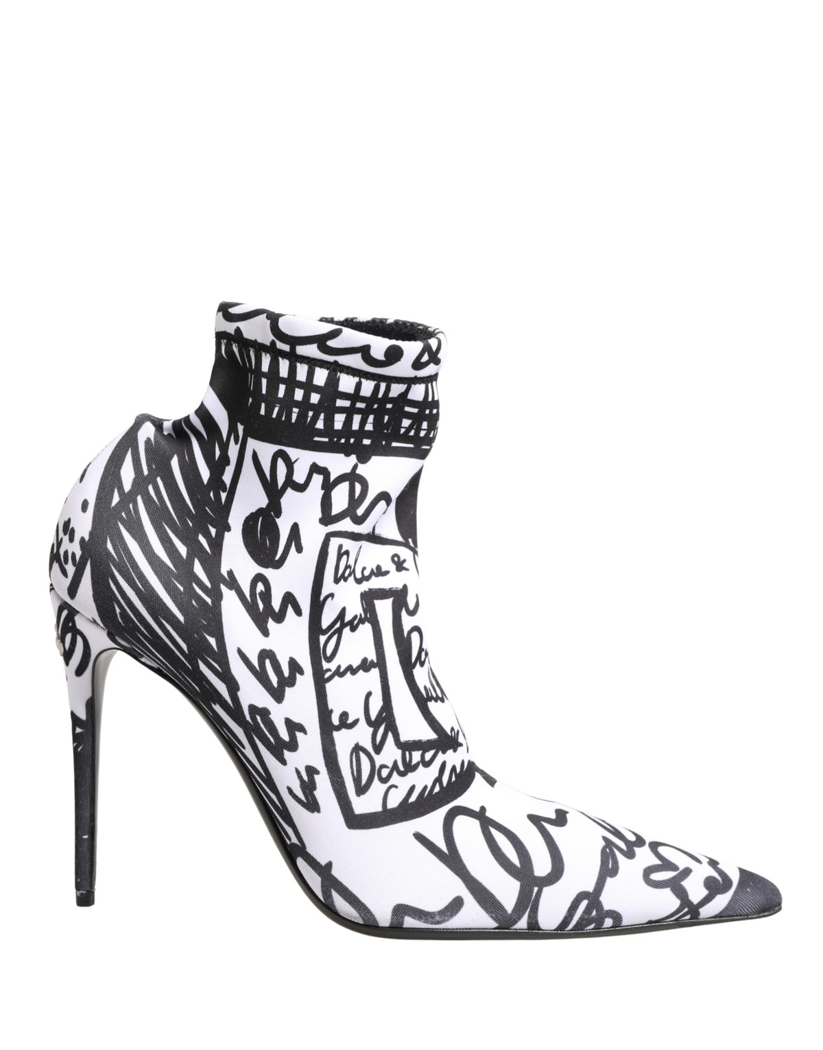 Dolce & Gabbana Weiße Graffiti Stretch-Stiefeletten