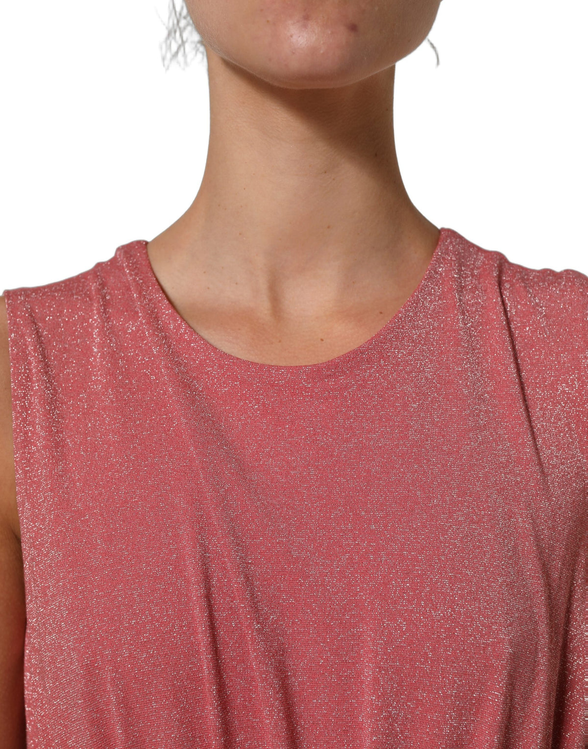 Dolce & Gabbana Maxikleid Ärmellos, Plissiert, Korallenrosa