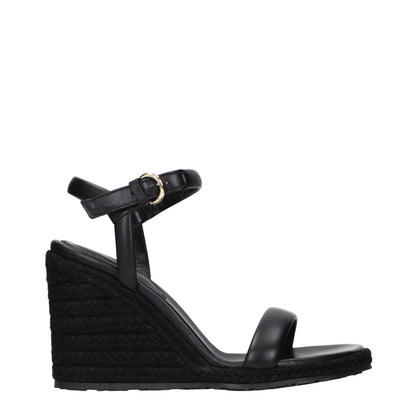 Gianvito Rossi Black Leather Wedge Sandals