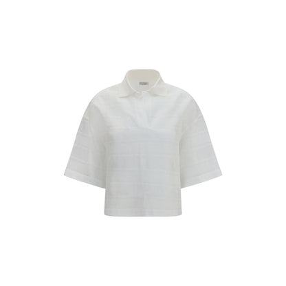 Brunello Cucinelli White Cotton Polo Shirt
