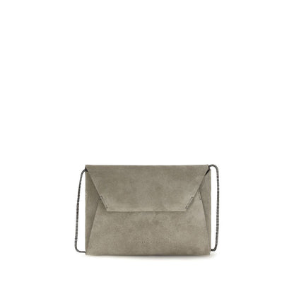 Brunello Cucinelli Gray Calf Leather Bos Taurus Shoulder Bag