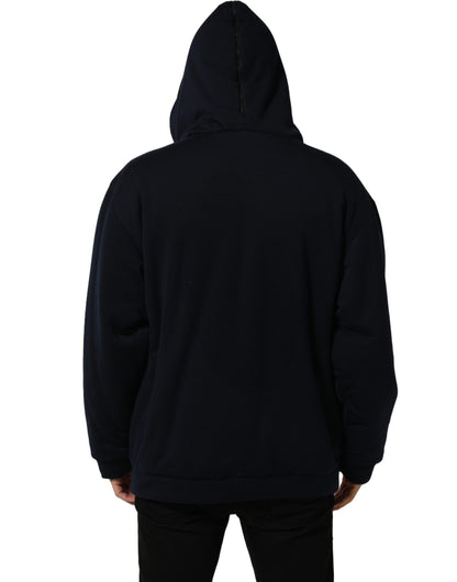 Dolce & Gabbana Black Cotton Full Zip Hooded Bomber Jacket
