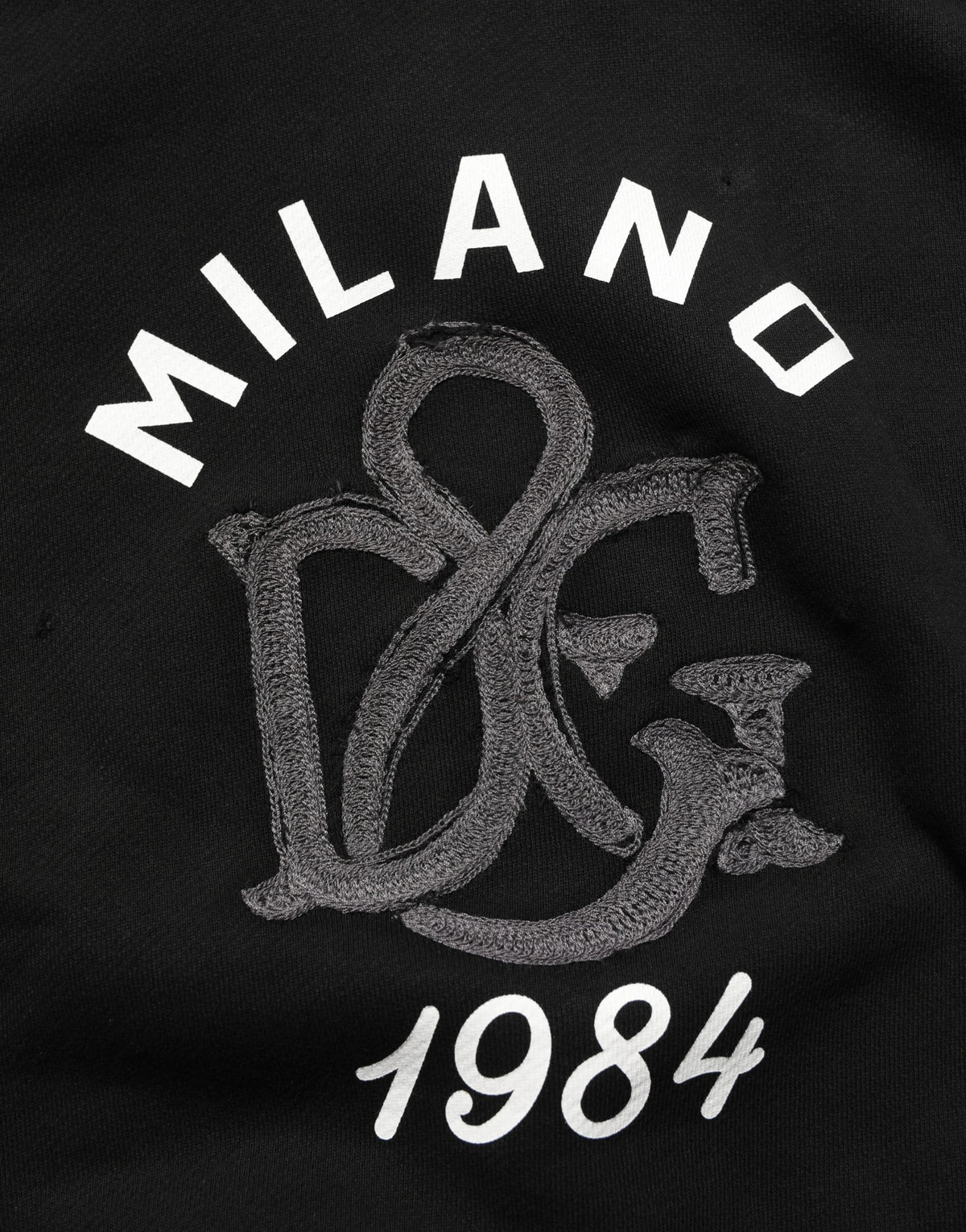 Dolce & Gabbana Black Cotton Milano1984 Print Hoodie Sweater