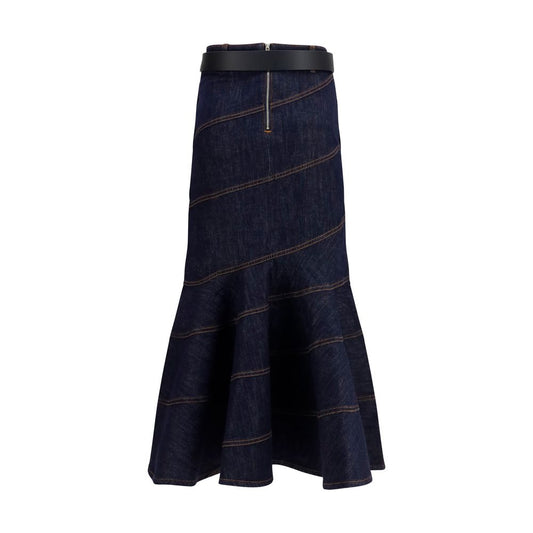Self-Portrait Blue Denim Skirt