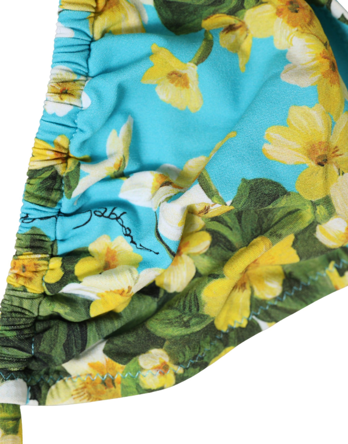Dolce & Gabbana Blaues Bikini-Top mit floralem Print aus Nylon und Neckholder