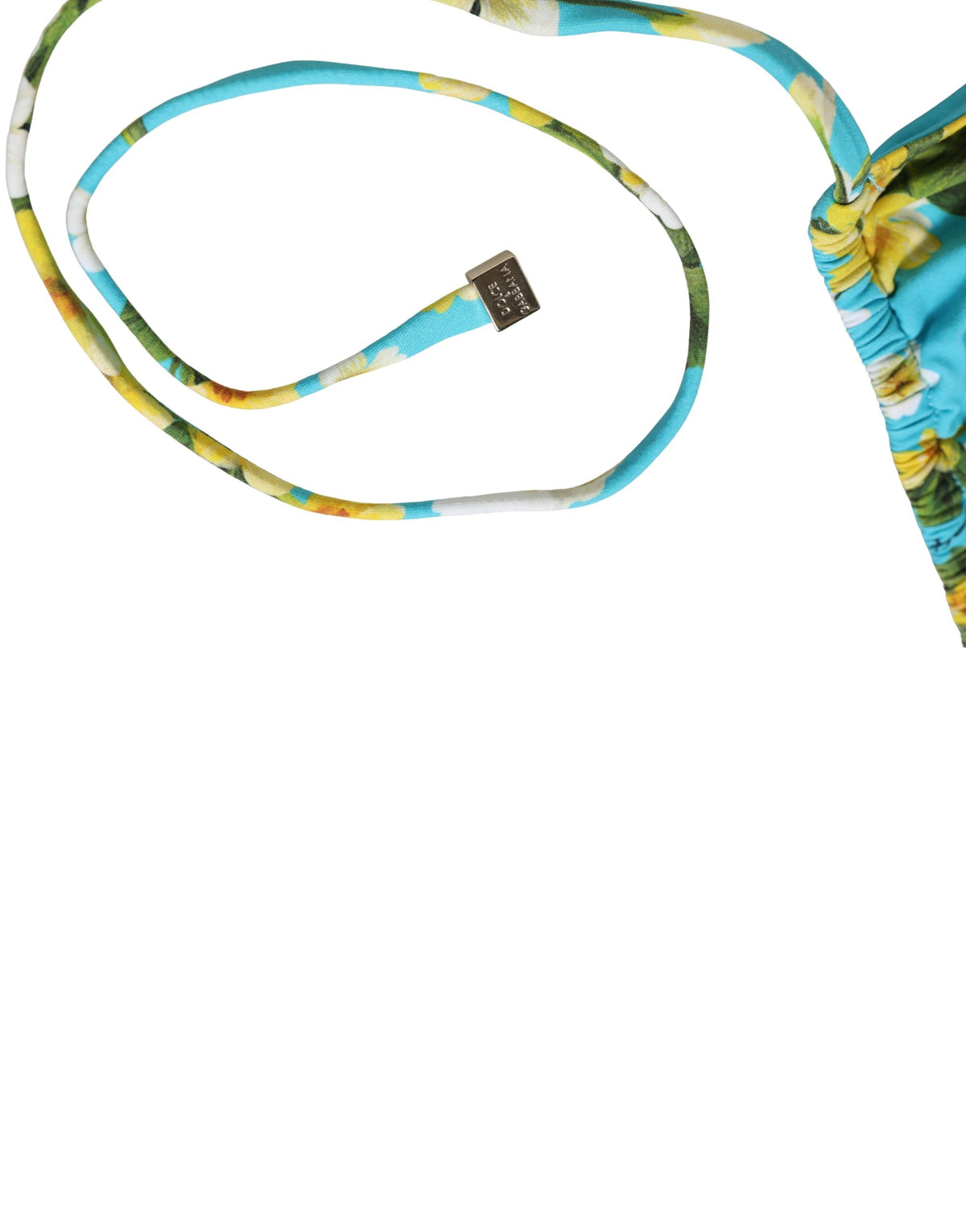 Dolce & Gabbana Blaues Bikini-Top mit floralem Print aus Nylon und Neckholder