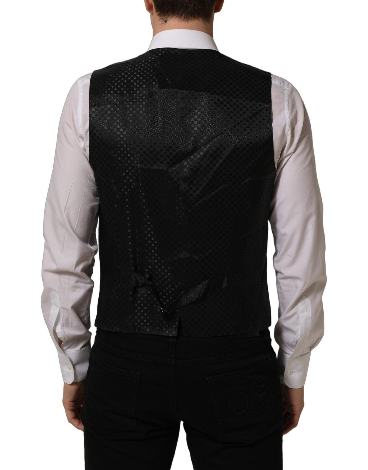 Dolce & Gabbana Schwarze Weste aus Wolle mit Stretchanteil, formelle Anzugweste