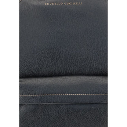 Brunello Cucinelli Black Calf Leather Bos Taurus Handbag